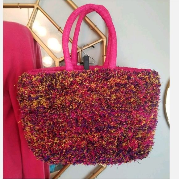 Women's Rare Runway Paris Tote Confetti Multicolored Rare Straw Raffia NWT - Picture 1 of 10